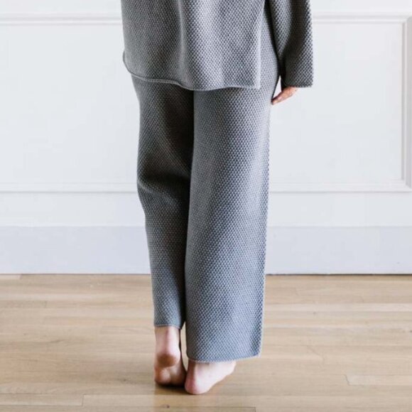Mod Ref Grey Catalina Chunky Knit Wide Leg Lounge Pants M - Picture 2 of 5